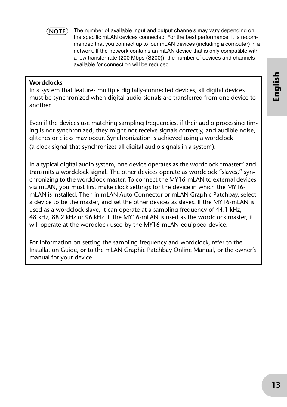 13 english | Yamaha mLAN MY16 User Manual | Page 13 / 24