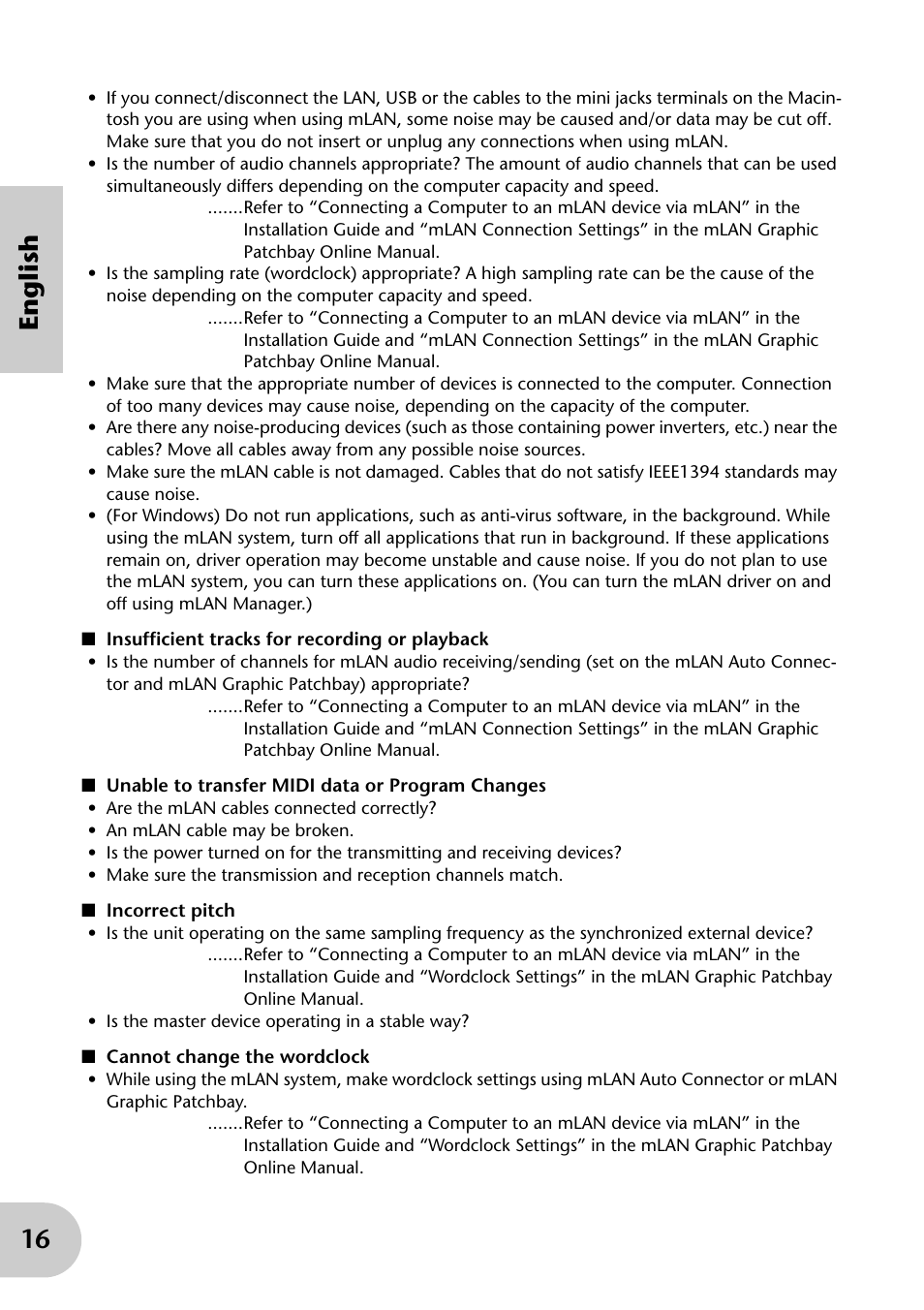 16 english | Yamaha mLAN MY16 User Manual | Page 16 / 24