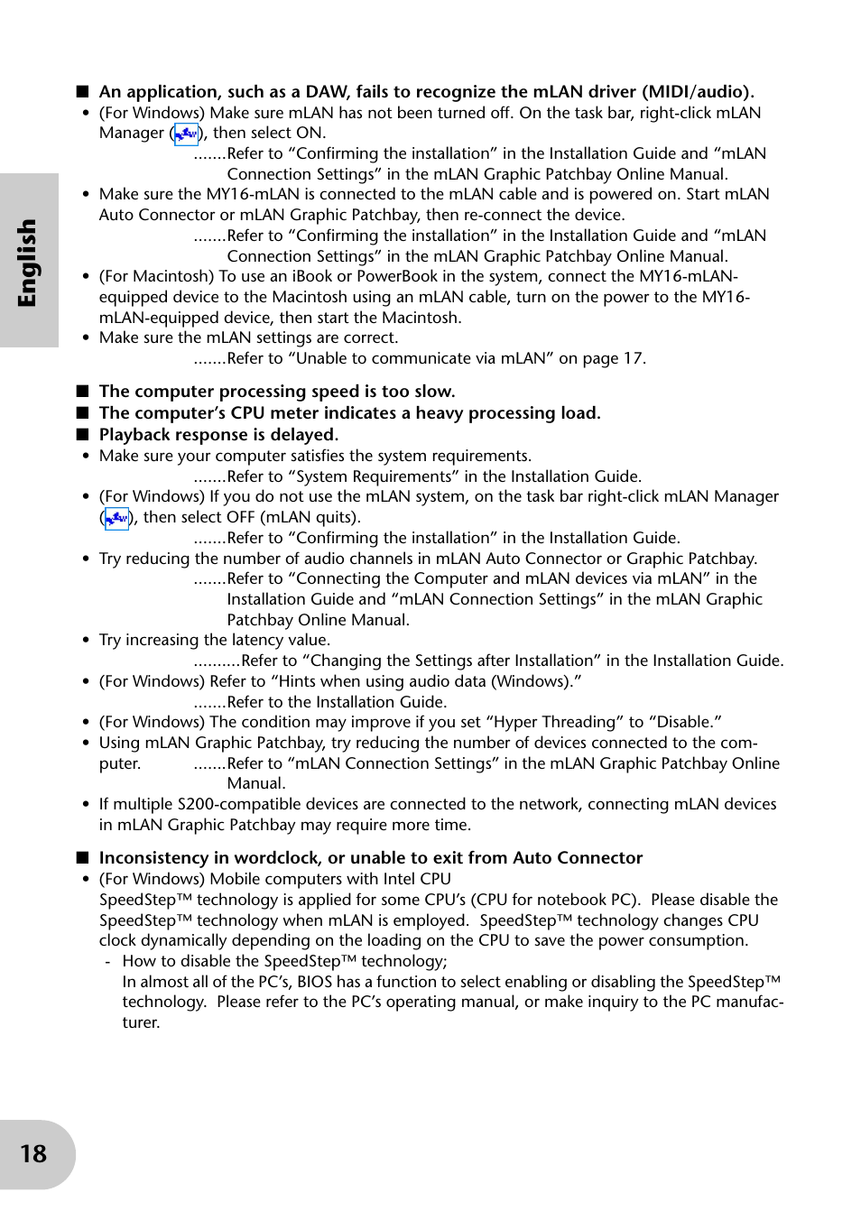 18 english | Yamaha mLAN MY16 User Manual | Page 18 / 24