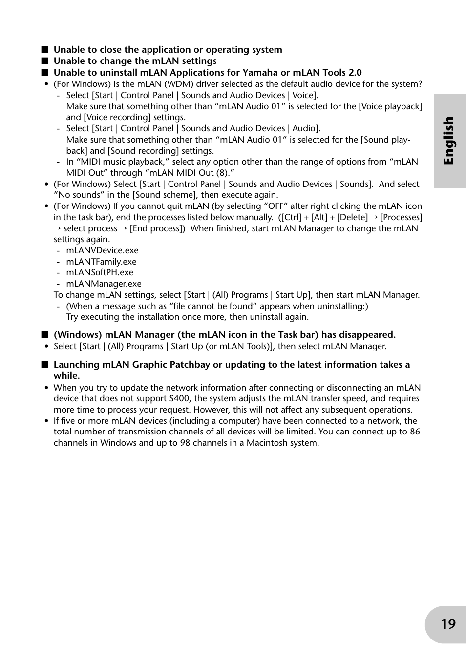 19 english | Yamaha mLAN MY16 User Manual | Page 19 / 24