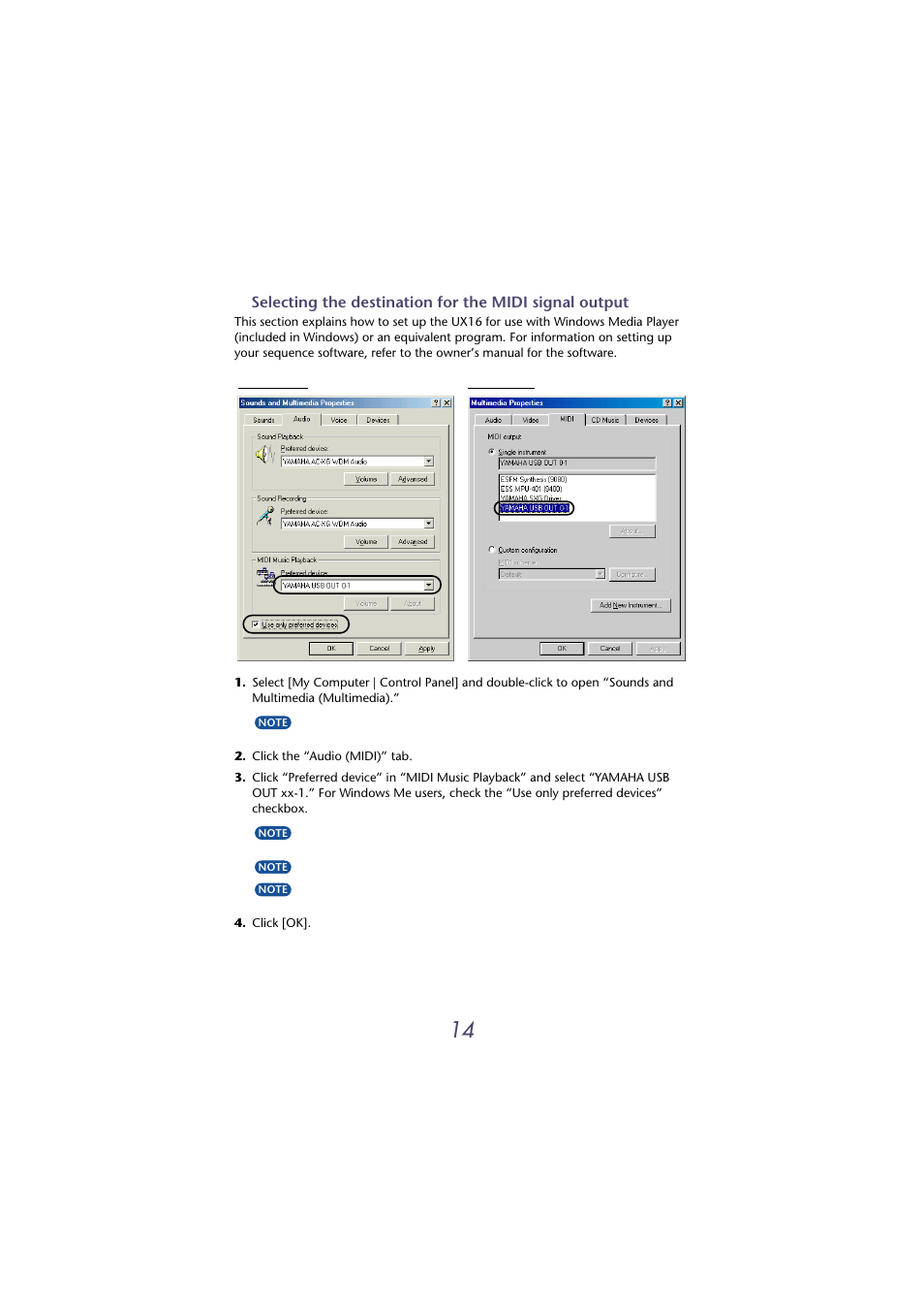 Yamaha USB-MIDI INTERFACE UX16 User Manual | Page 14 / 31