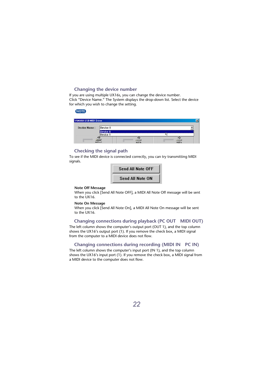 The variable “xx” represents the device number | Yamaha USB-MIDI INTERFACE UX16 User Manual | Page 22 / 31