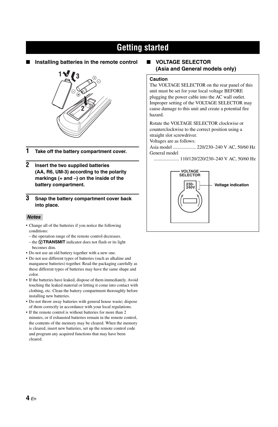 Getting started | Yamaha RX-V861 User Manual | Page 8 / 129