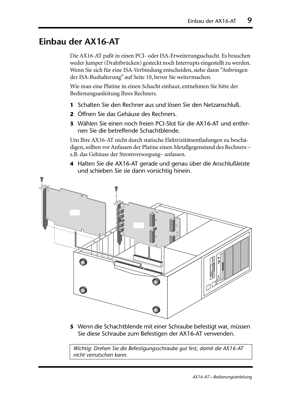 Einbau der ax16at, Einbau der ax16-at | Yamaha AX16-AT User Manual | Page 35 / 65