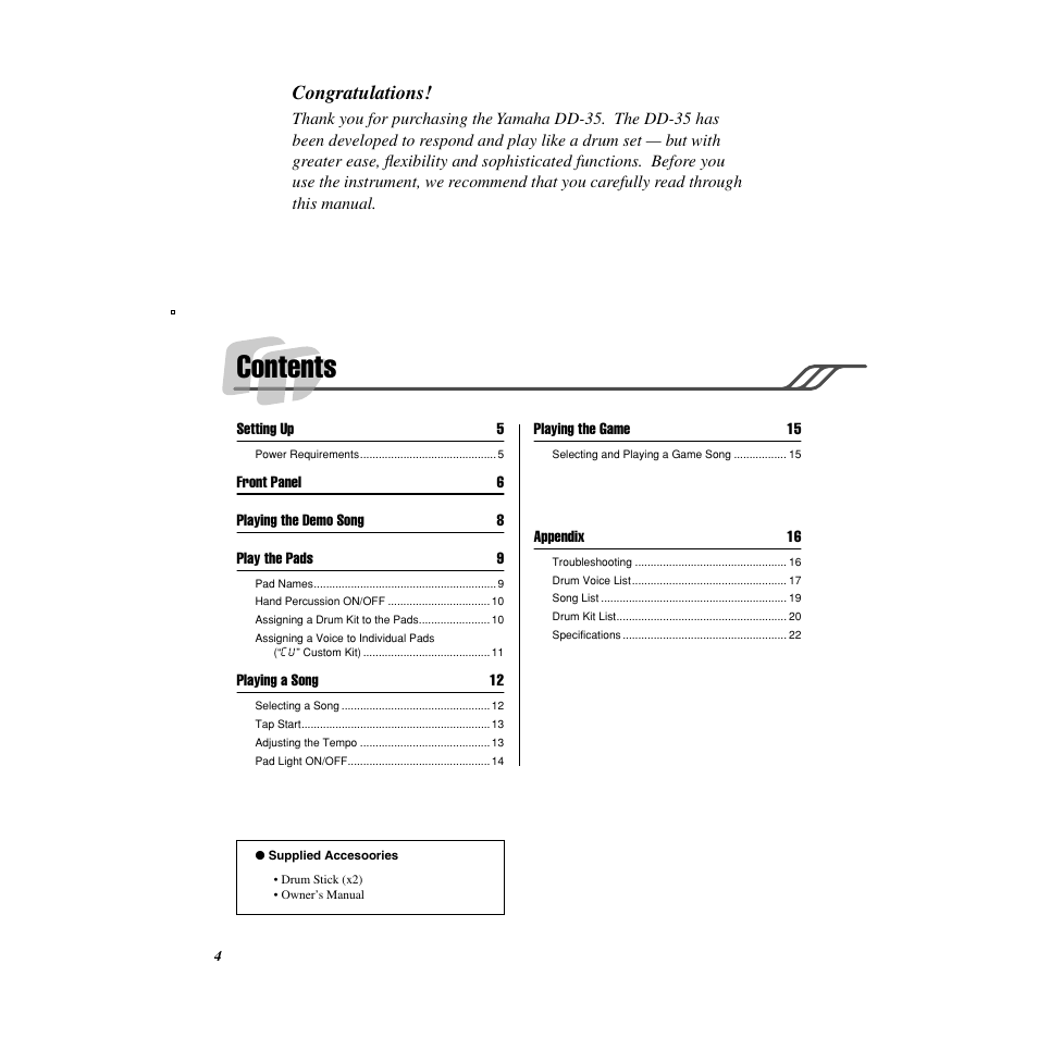 Yamaha DD-35 User Manual | Page 4 / 24