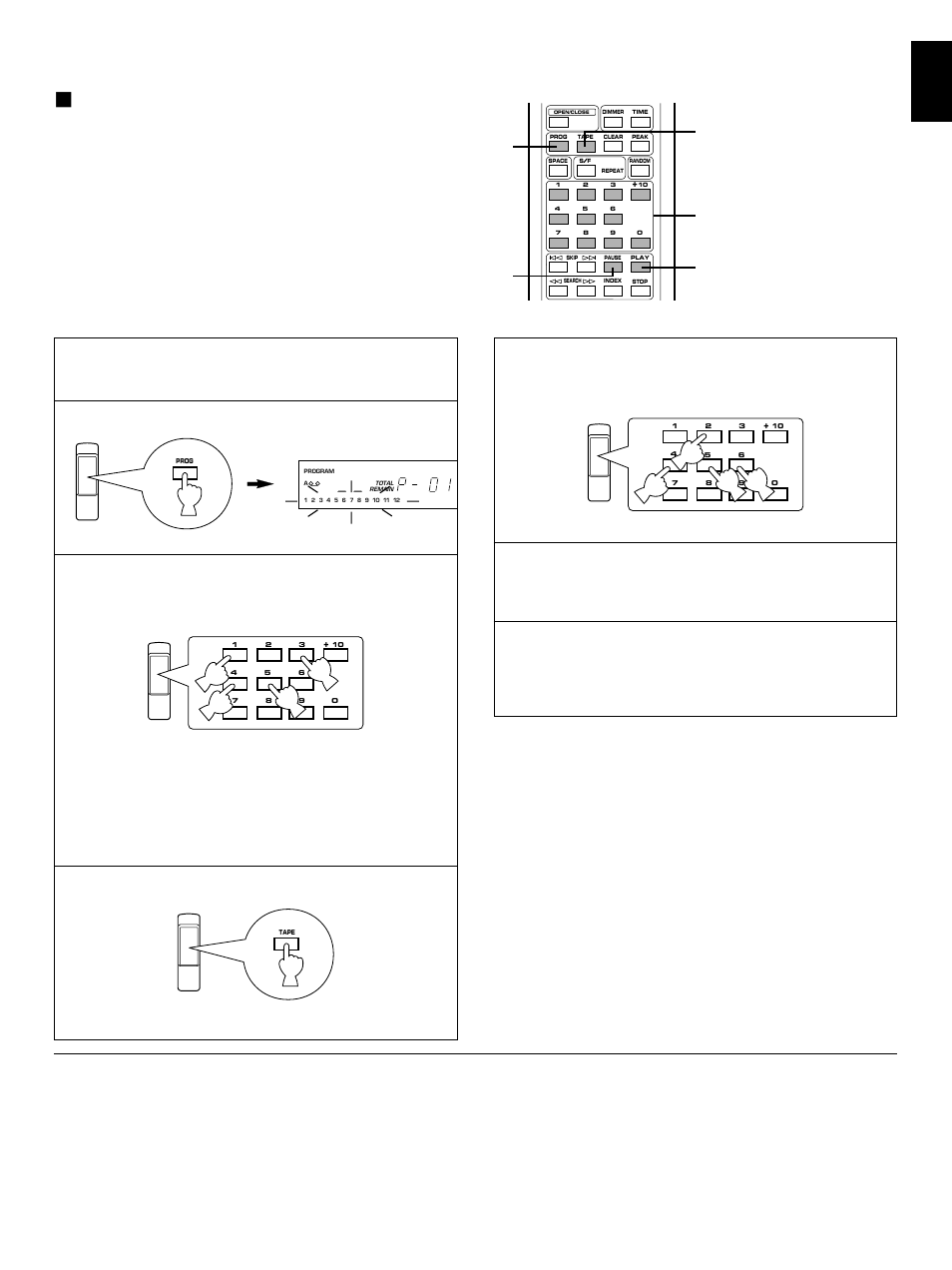 Manual tape-programming, English | Yamaha CDX-390 User Manual | Page 15 / 21