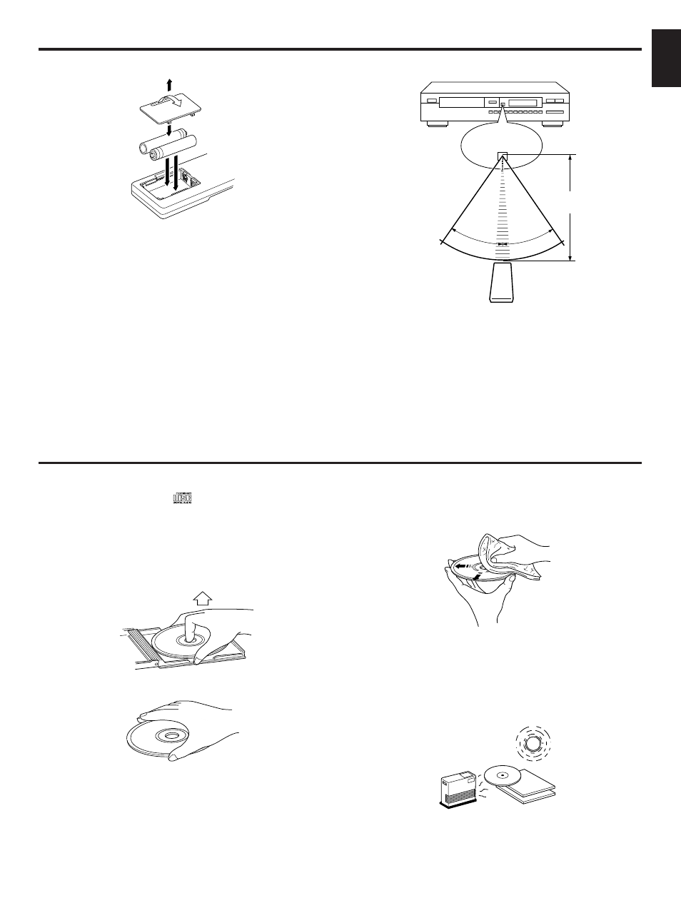Notes about the remote control transmitter, Notes about handling compact discs | Yamaha CDX-390 User Manual | Page 19 / 21