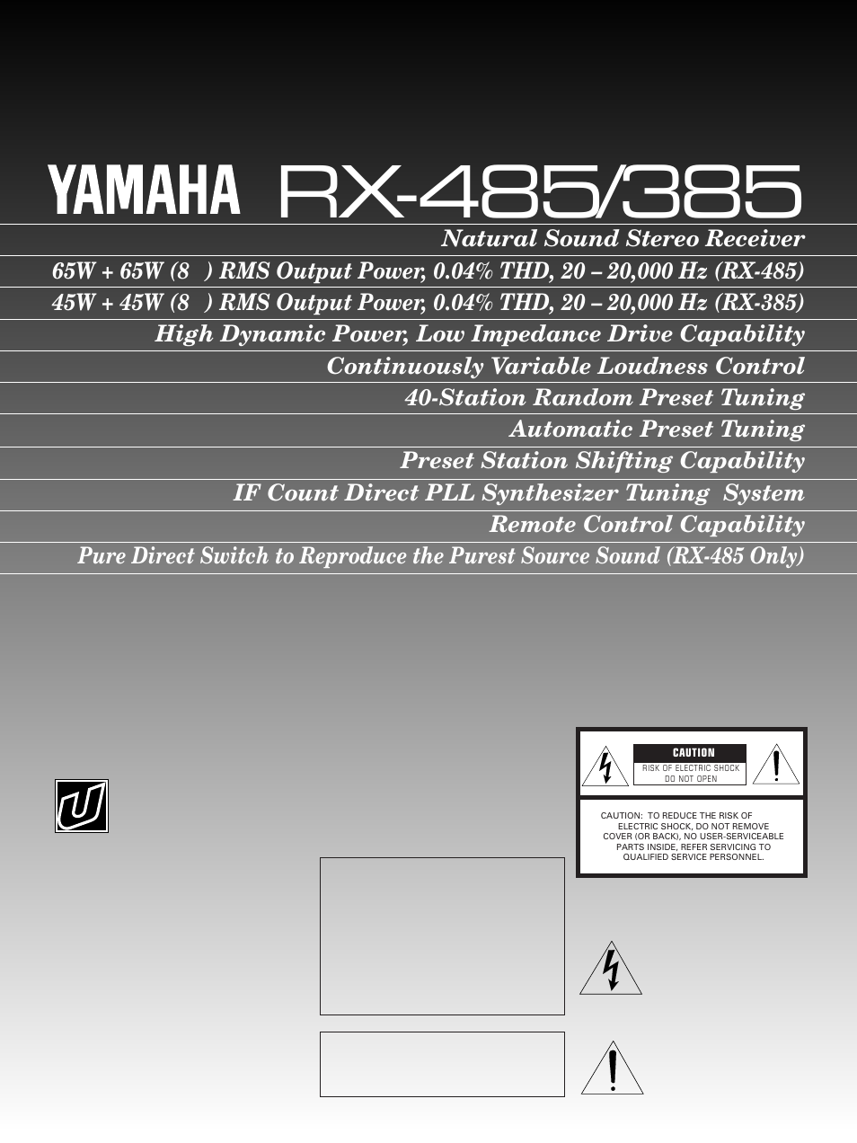 Yamaha RX-485 User Manual | 20 pages