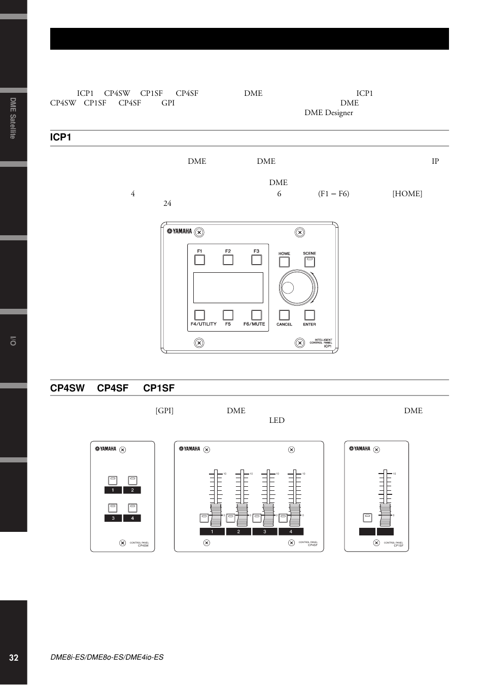 Icp1, Cp4sw、cp4sf和cp1sf, Icp1 cp4sw | Cp4sf, Cp1sf, Cp4sw cp4sf cp1sf | Yamaha DME8i-ES User Manual | Page 32 / 48