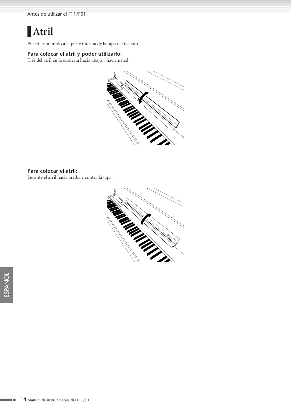 Atril | Yamaha F11 User Manual | Page 14 / 78