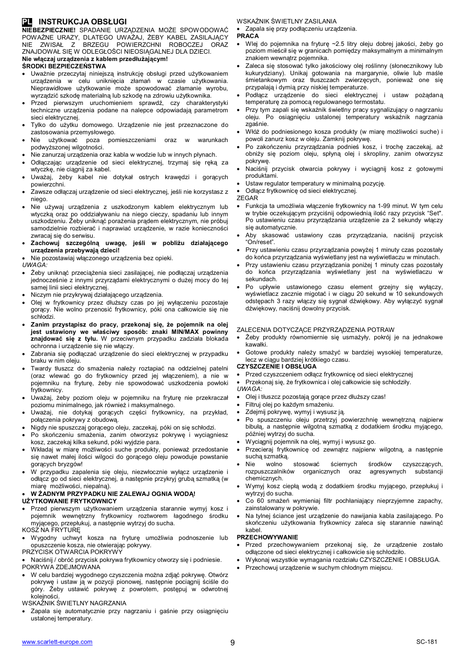 9pl instrukcja obs ugi | Scarlett SC-181 User Manual | Page 9 / 19