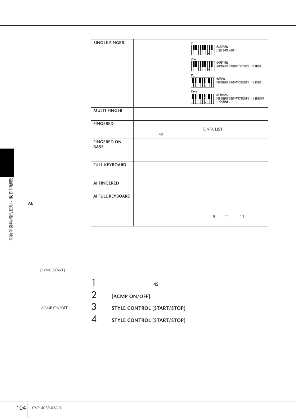 仅仅演奏伴奏风格中的节奏通道 | Yamaha CVP-405 EN User Manual | Page 104 / 226