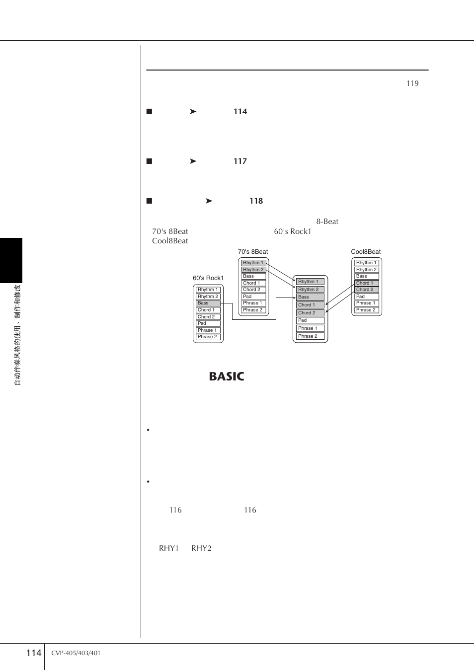 制作一个伴奏风格, Basic | Yamaha CVP-405 EN User Manual | Page 114 / 226