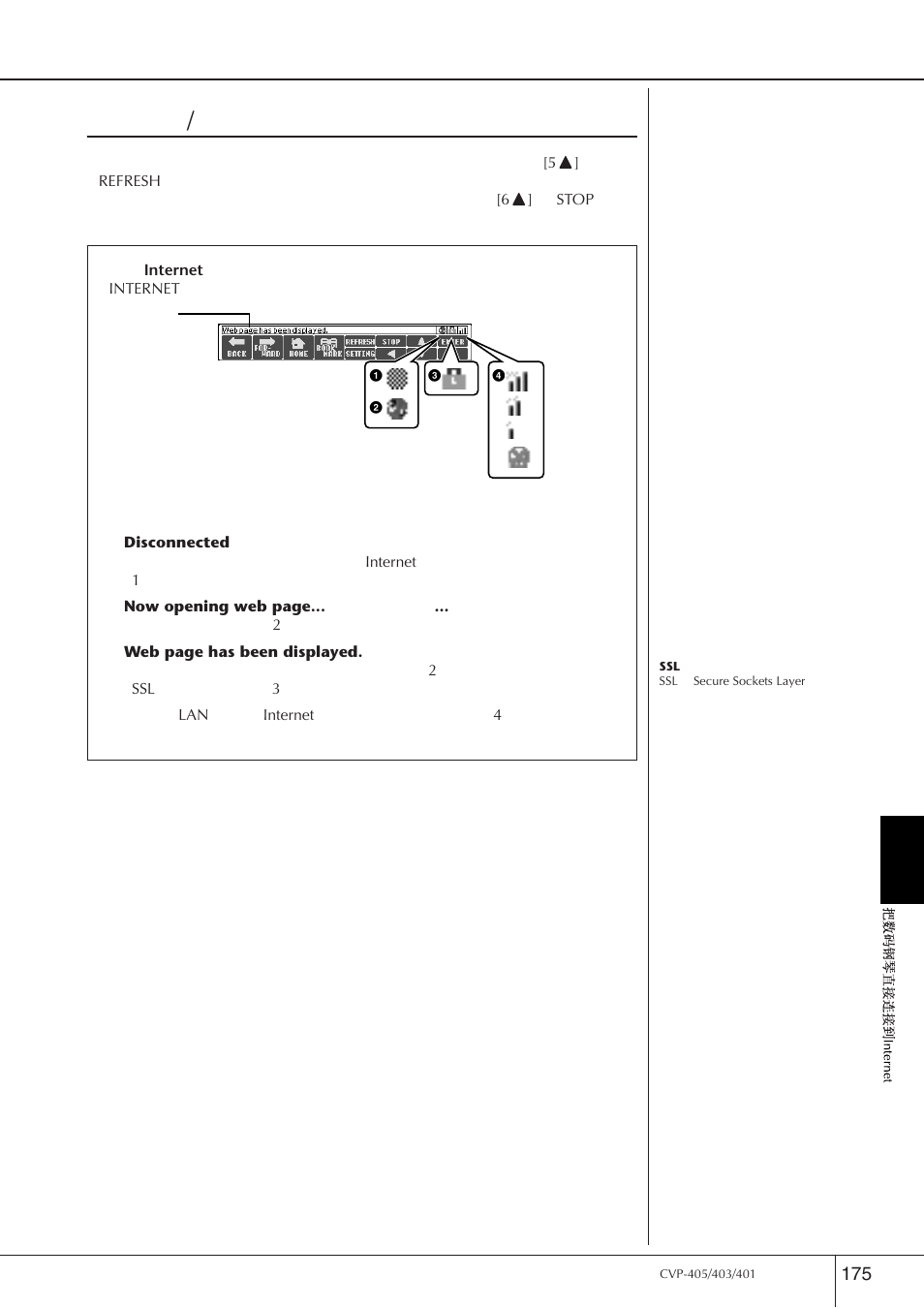 刷新网页/取消网页的装载 | Yamaha CVP-405 EN User Manual | Page 175 / 226