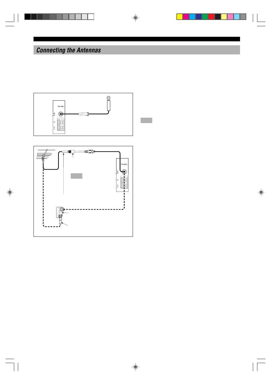 10 connecting the antennas, Indoor fm antenna (included), Outdoor fm antenna | Yamaha HTR-5230 User Manual | Page 14 / 61