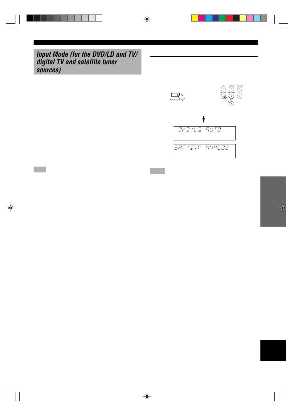 Auto, Analog, Switching the input mode | Yamaha HTR-5230 User Manual | Page 25 / 61
