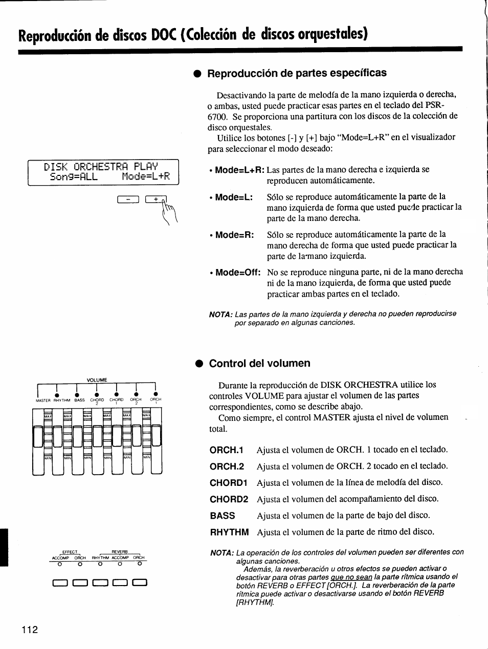 Reproducción de partes específicas, Control del volumen | Yamaha Protatone PSR-6700 User Manual | Page 30 / 42