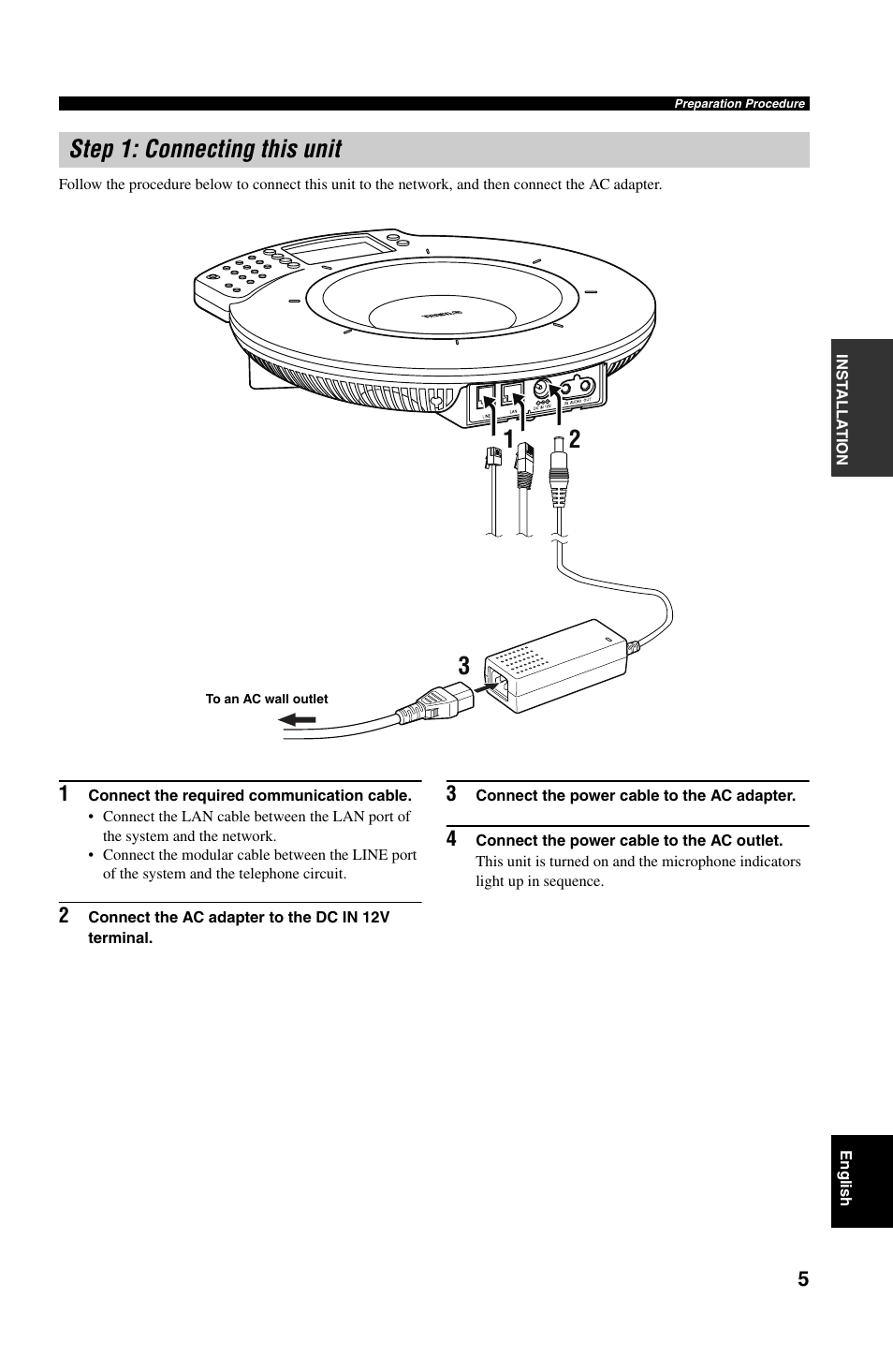 Step 1: connecting this unit, Step 1: connecting this unit 1 2 3 | Yamaha PJP-50R User Manual | Page 10 / 53