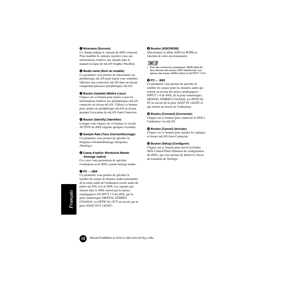 Français | Yamaha Plug-in Effect mLAN16E User Manual | Page 100 / 126