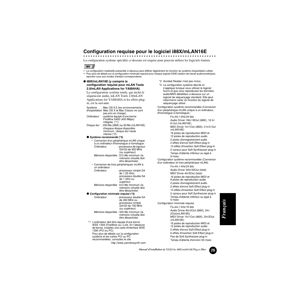 Français | Yamaha Plug-in Effect mLAN16E User Manual | Page 109 / 126