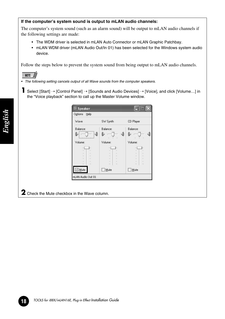 English | Yamaha Plug-in Effect mLAN16E User Manual | Page 18 / 126