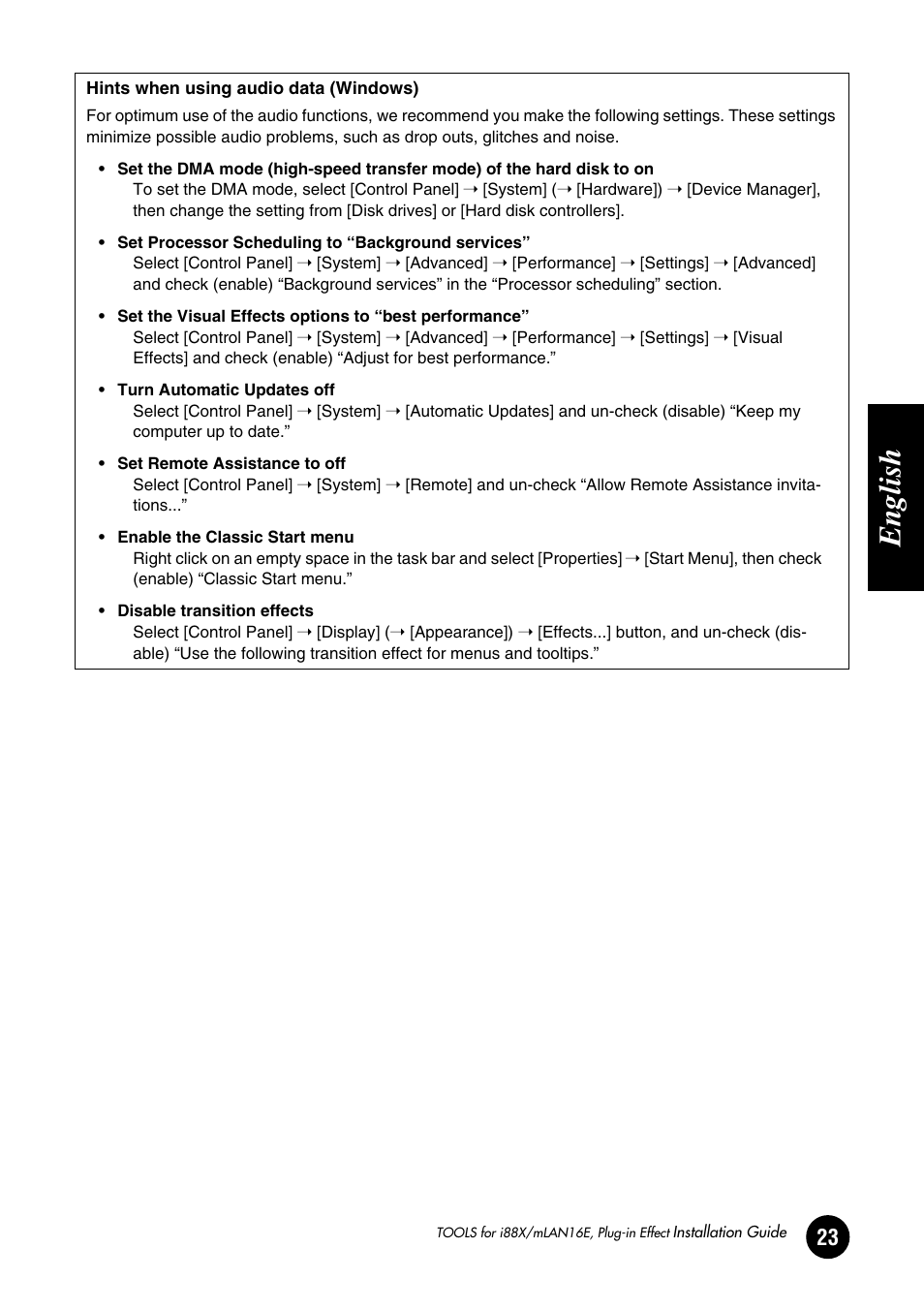 English | Yamaha Plug-in Effect mLAN16E User Manual | Page 23 / 126