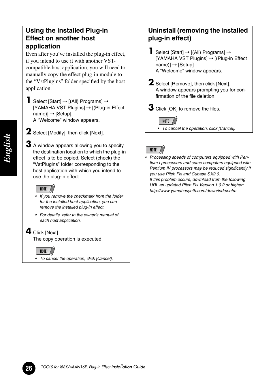 English | Yamaha Plug-in Effect mLAN16E User Manual | Page 26 / 126