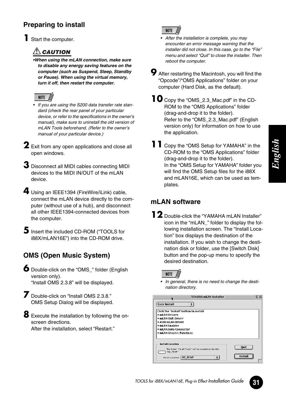 English | Yamaha Plug-in Effect mLAN16E User Manual | Page 31 / 126