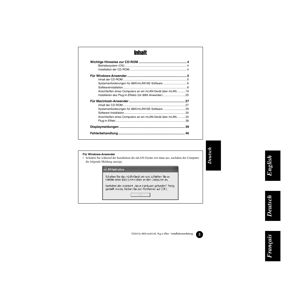 Inhalt, English deutsc h f rançais | Yamaha Plug-in Effect mLAN16E User Manual | Page 43 / 126