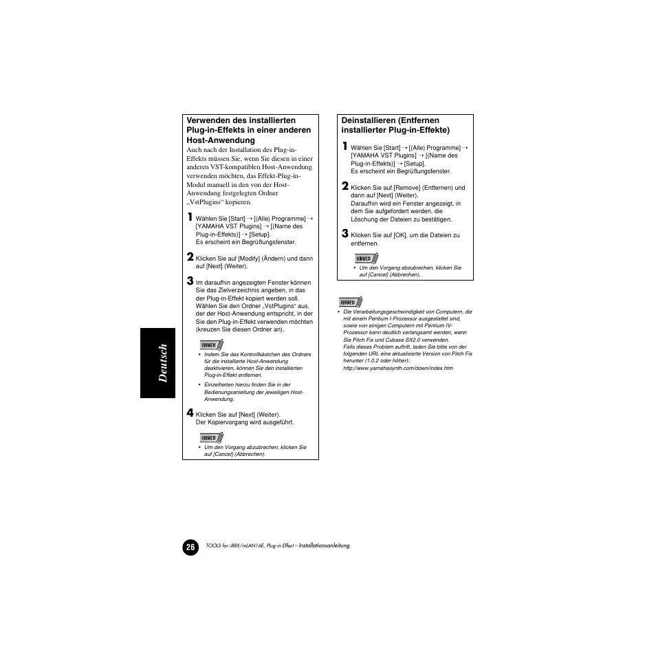 Deutsc h | Yamaha Plug-in Effect mLAN16E User Manual | Page 66 / 126