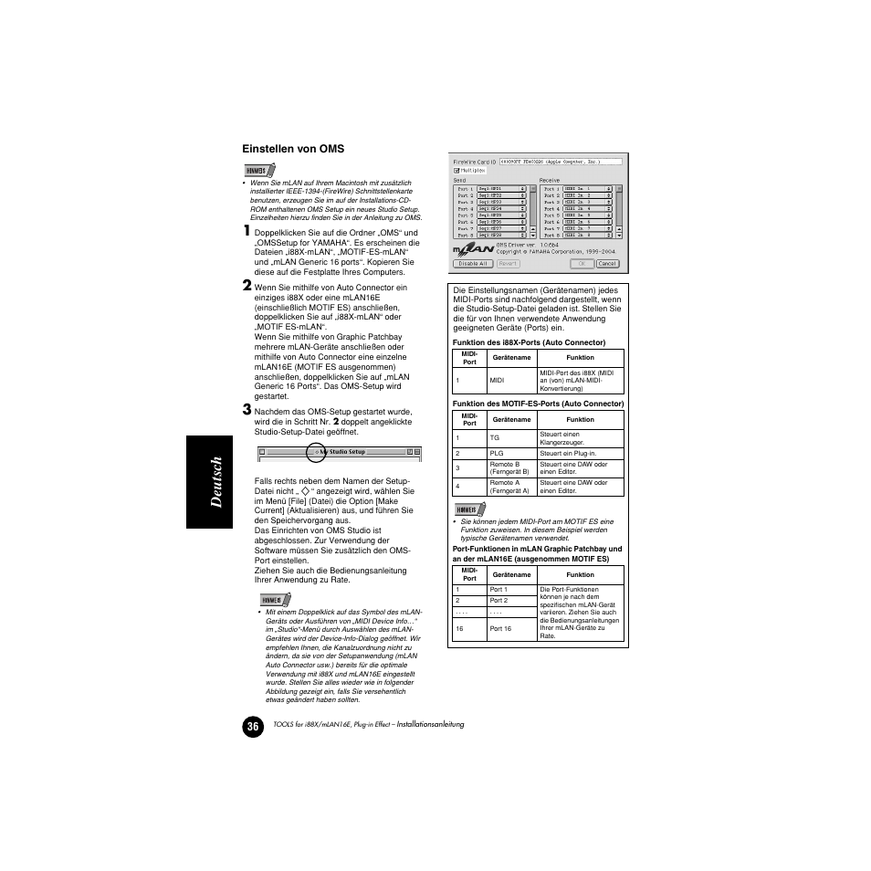 Deutsc h, Einstellen von oms | Yamaha Plug-in Effect mLAN16E User Manual | Page 76 / 126