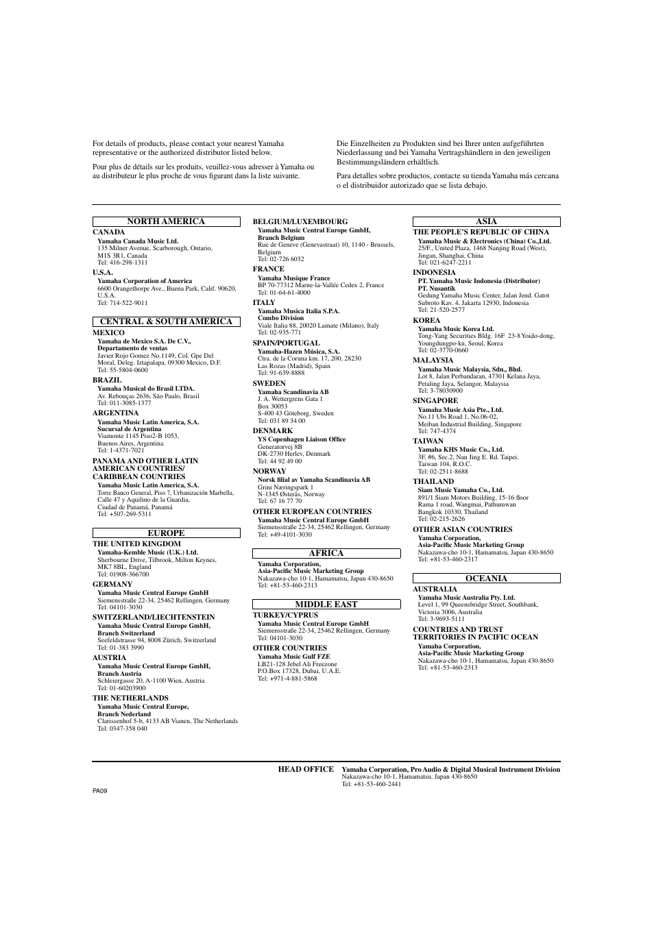 Pa09 | Yamaha MLA8 User Manual | Page 10 / 11