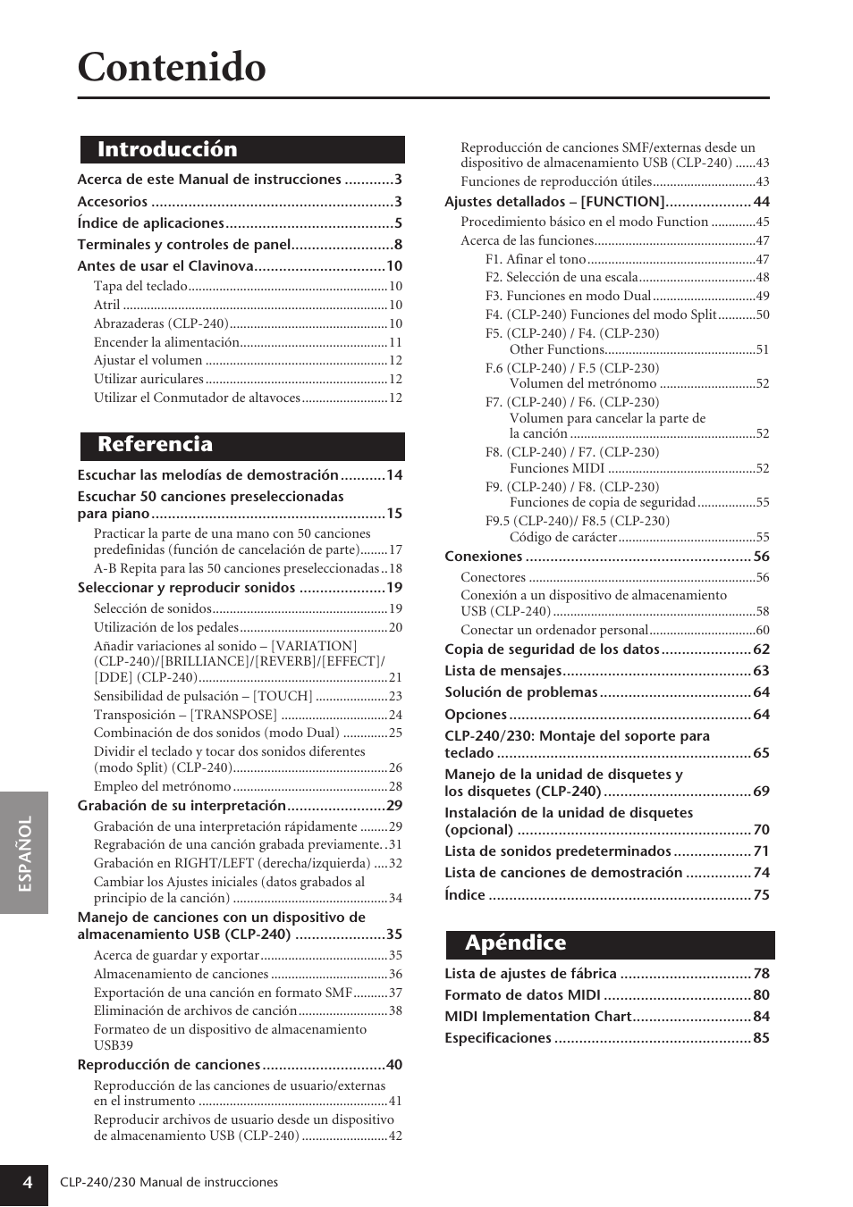 Yamaha CLP-230 User Manual | Page 4 / 89