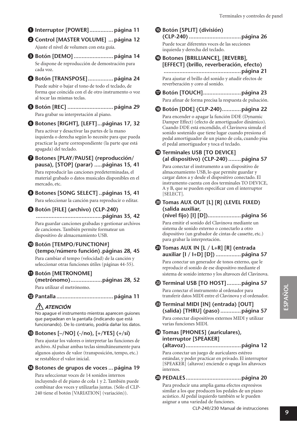 Yamaha CLP-230 User Manual | Page 9 / 89