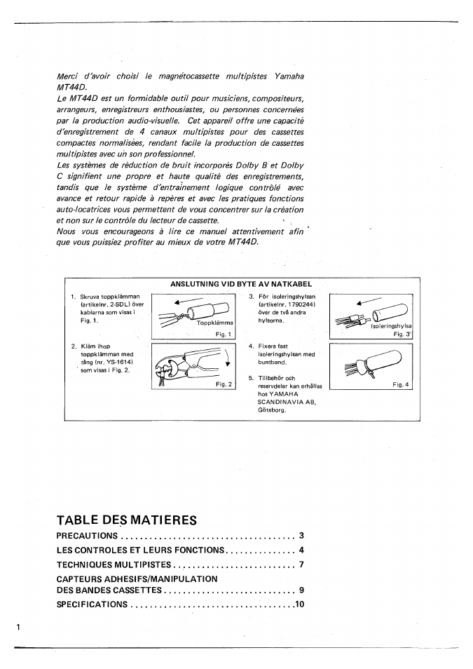 Table des matieres | Yamaha MT44D User Manual | Page 16 / 43