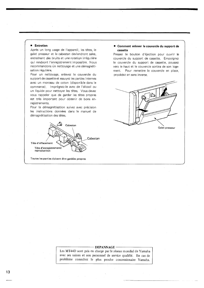 Entretien, Depannage | Yamaha MT44D User Manual | Page 28 / 43