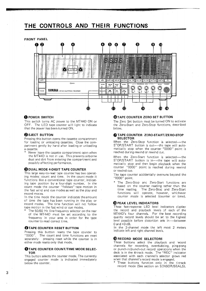 The controls and their functions, The controlsand their functions | Yamaha MT44D User Manual | Page 4 / 43