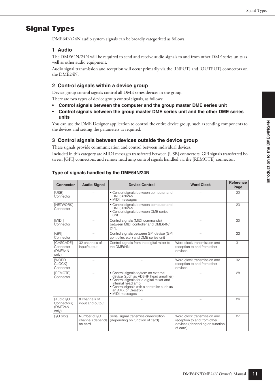 Signal types, 1 audio, 2 control signals within a device group | Yamaha DME24N User Manual | Page 11 / 80