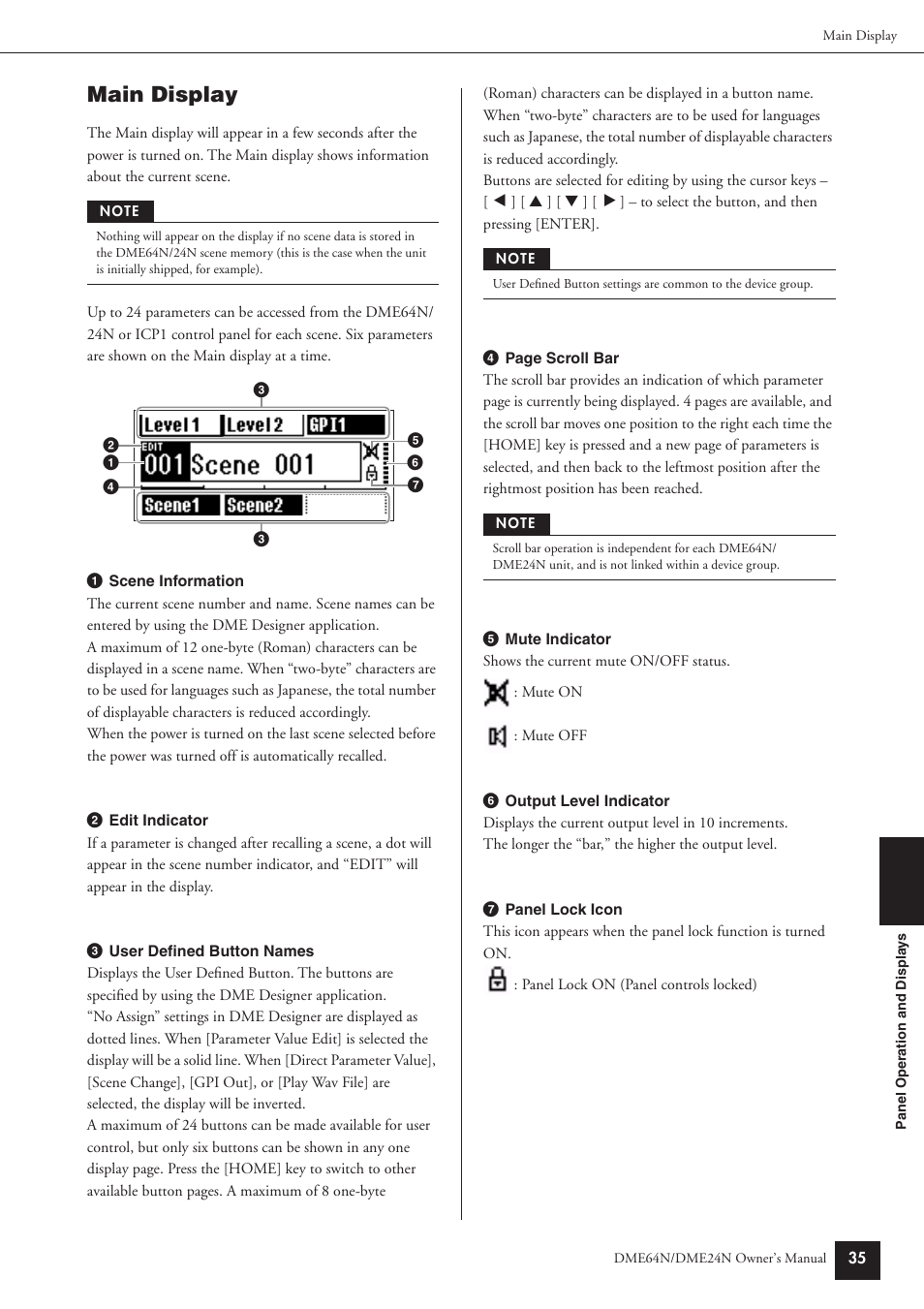 Main display | Yamaha DME24N User Manual | Page 35 / 80