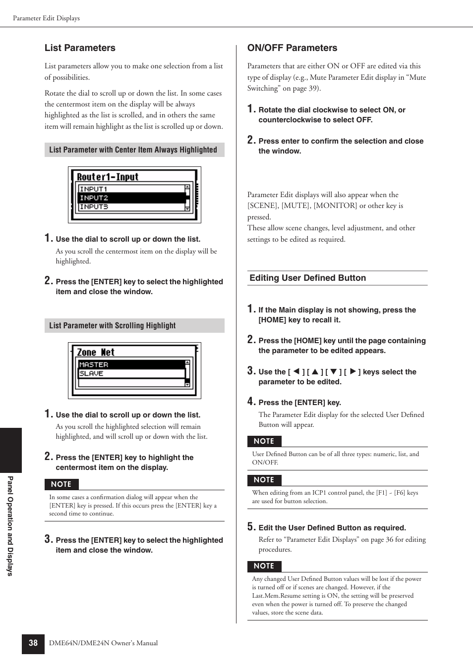 Editing user defined button | Yamaha DME24N User Manual | Page 38 / 80