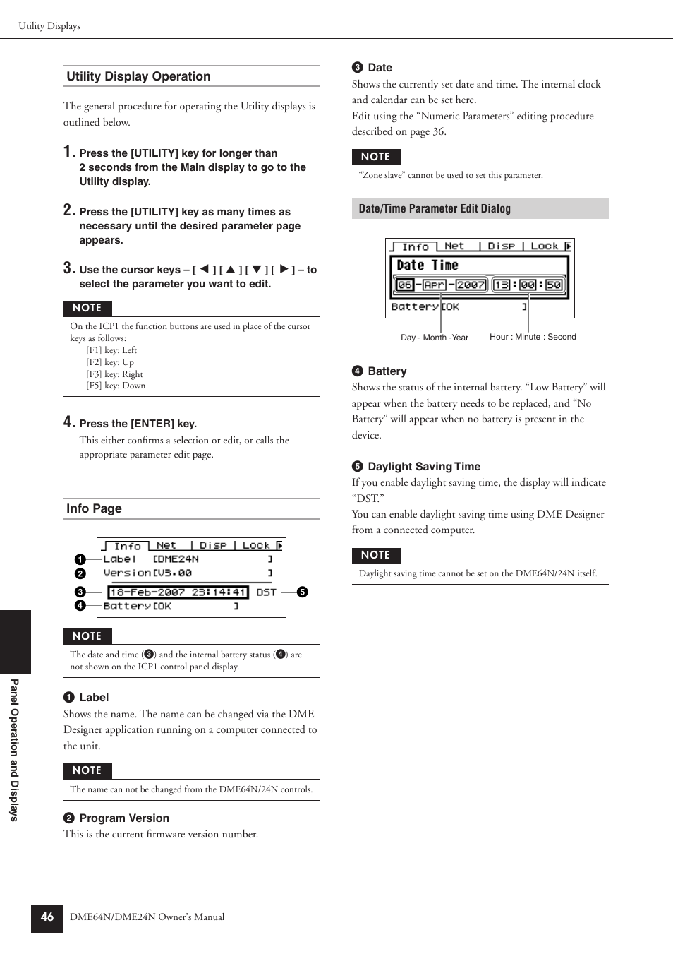 Utility display operation | Yamaha DME24N User Manual | Page 46 / 80