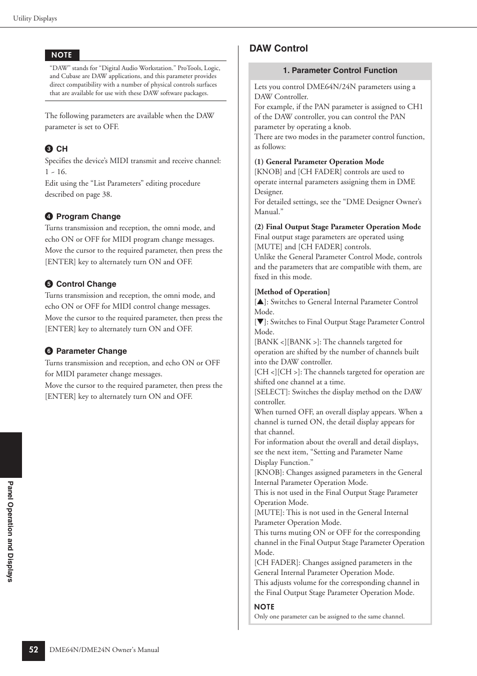 Daw control | Yamaha DME24N User Manual | Page 52 / 80