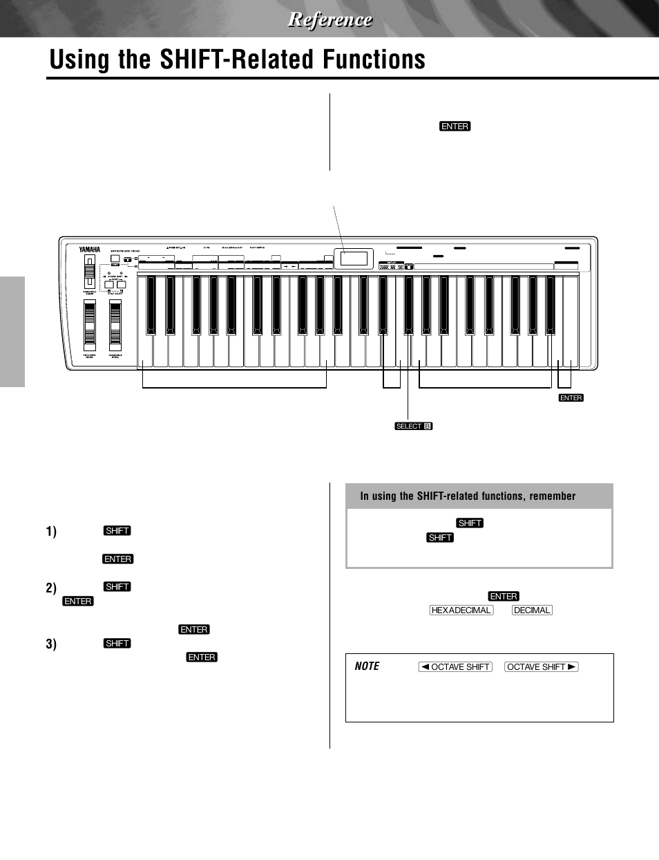 Reference, Using the shift-related functions | Yamaha CBX-K2 User Manual | Page 20 / 44