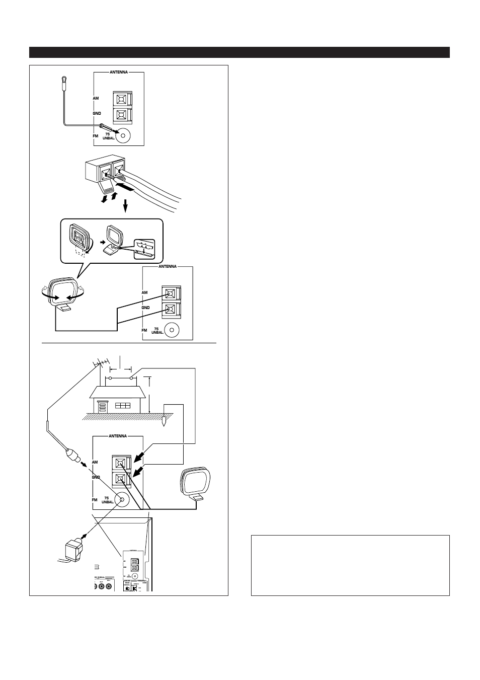 Connections, Antenna connection, 1) supplied fm antenna | 2) supplied am loop antenna, 3) external fm antenna, 4) external am antenna | Yamaha EMX100CD User Manual | Page 16 / 45