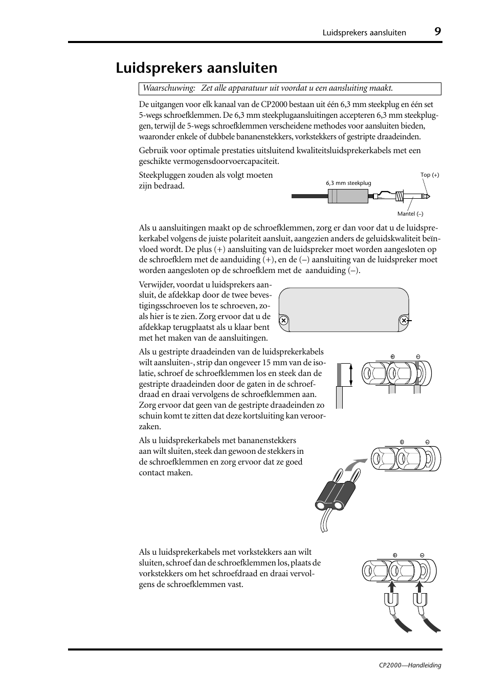 Luidsprekers aansluiten | Yamaha CP2000 User Manual | Page 13 / 20