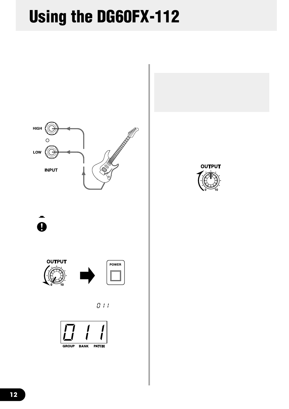 Using the dg60fx-112, Produce sound | Yamaha DG60FX-112 User Manual | Page 12 / 32