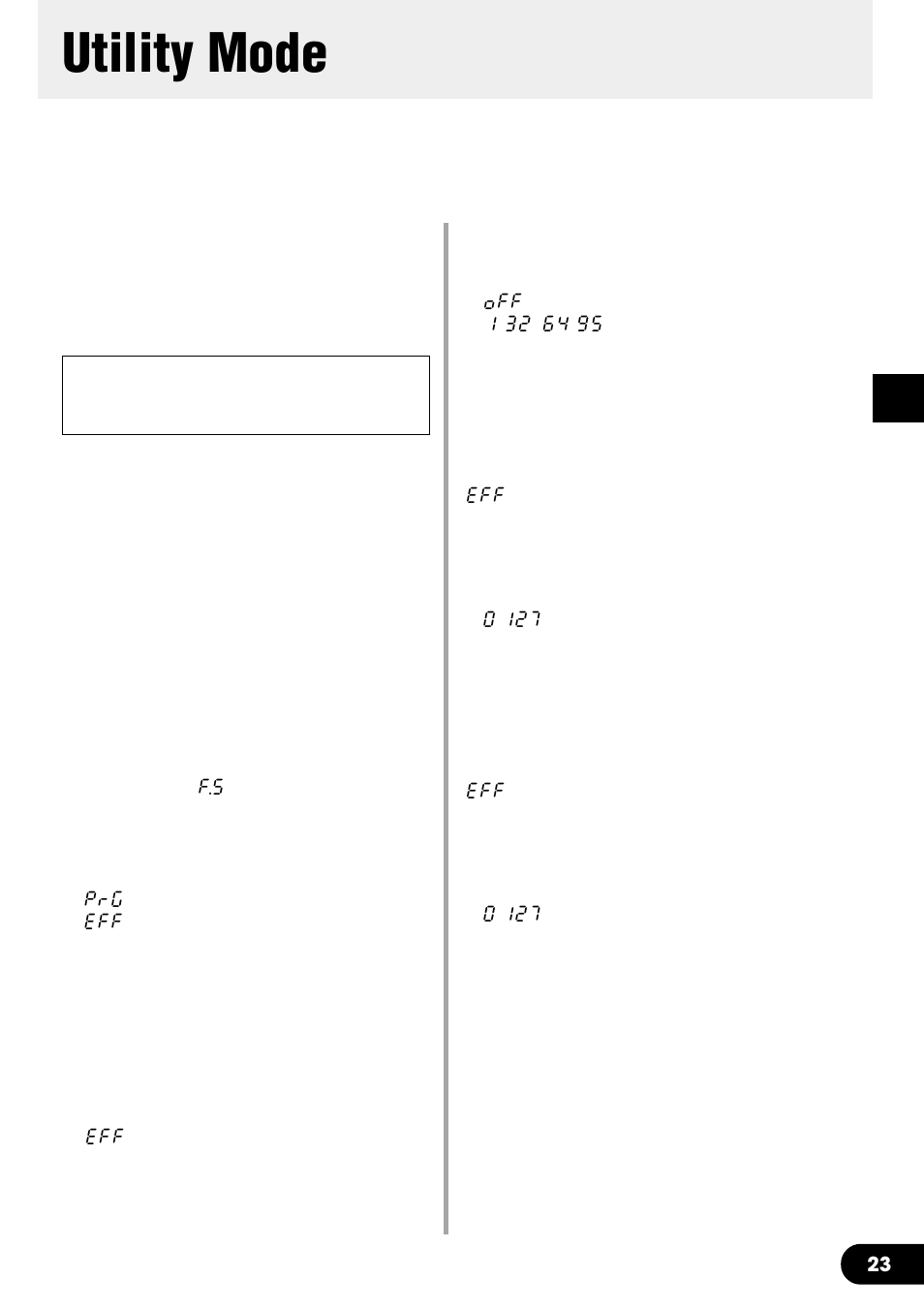 Utility mode, About the utility mode, Foot switch functions | Yamaha DG60FX-112 User Manual | Page 23 / 32