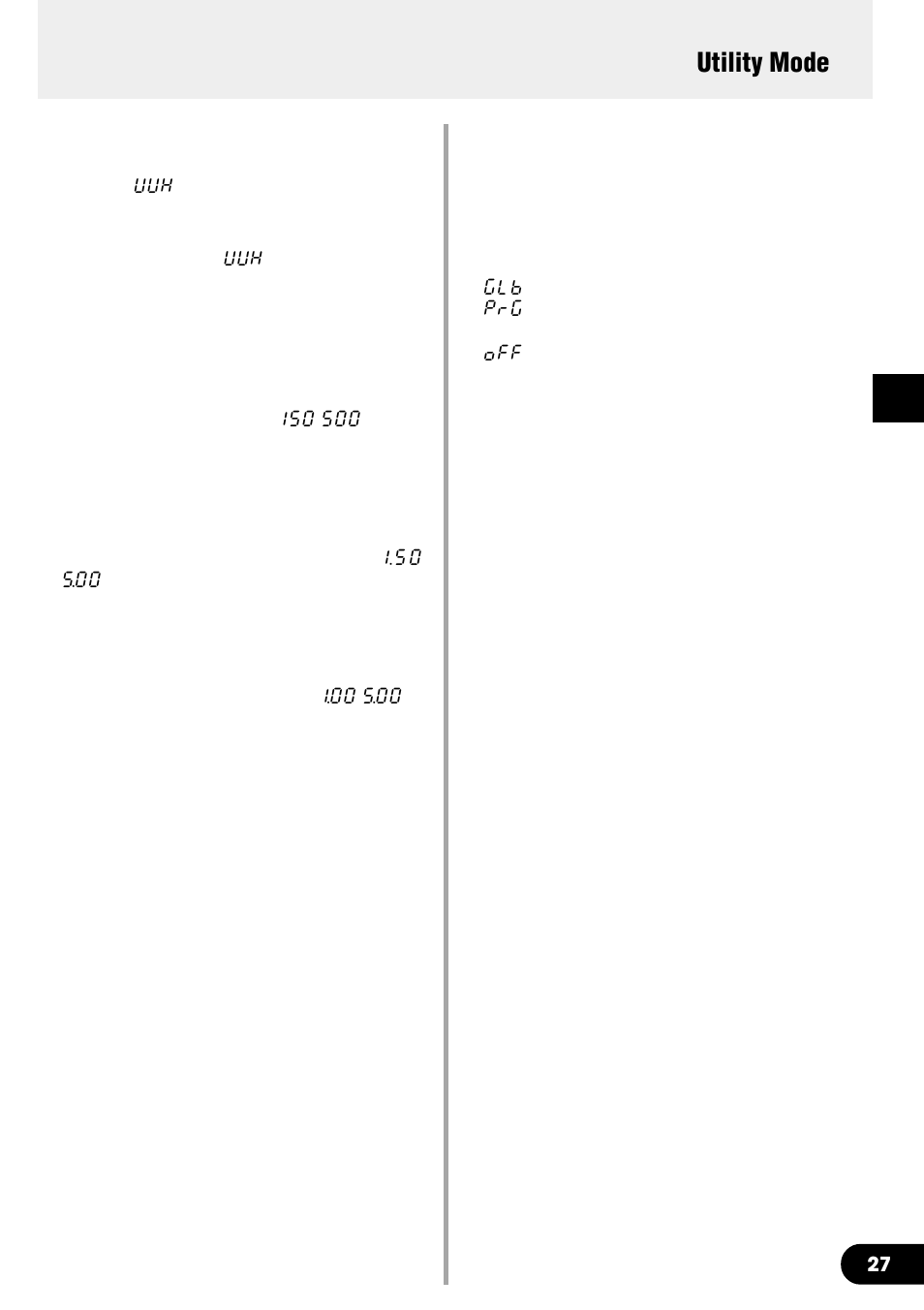 Wah pedal settings, The speaker simulator, Utility mode | Yamaha DG60FX-112 User Manual | Page 27 / 32