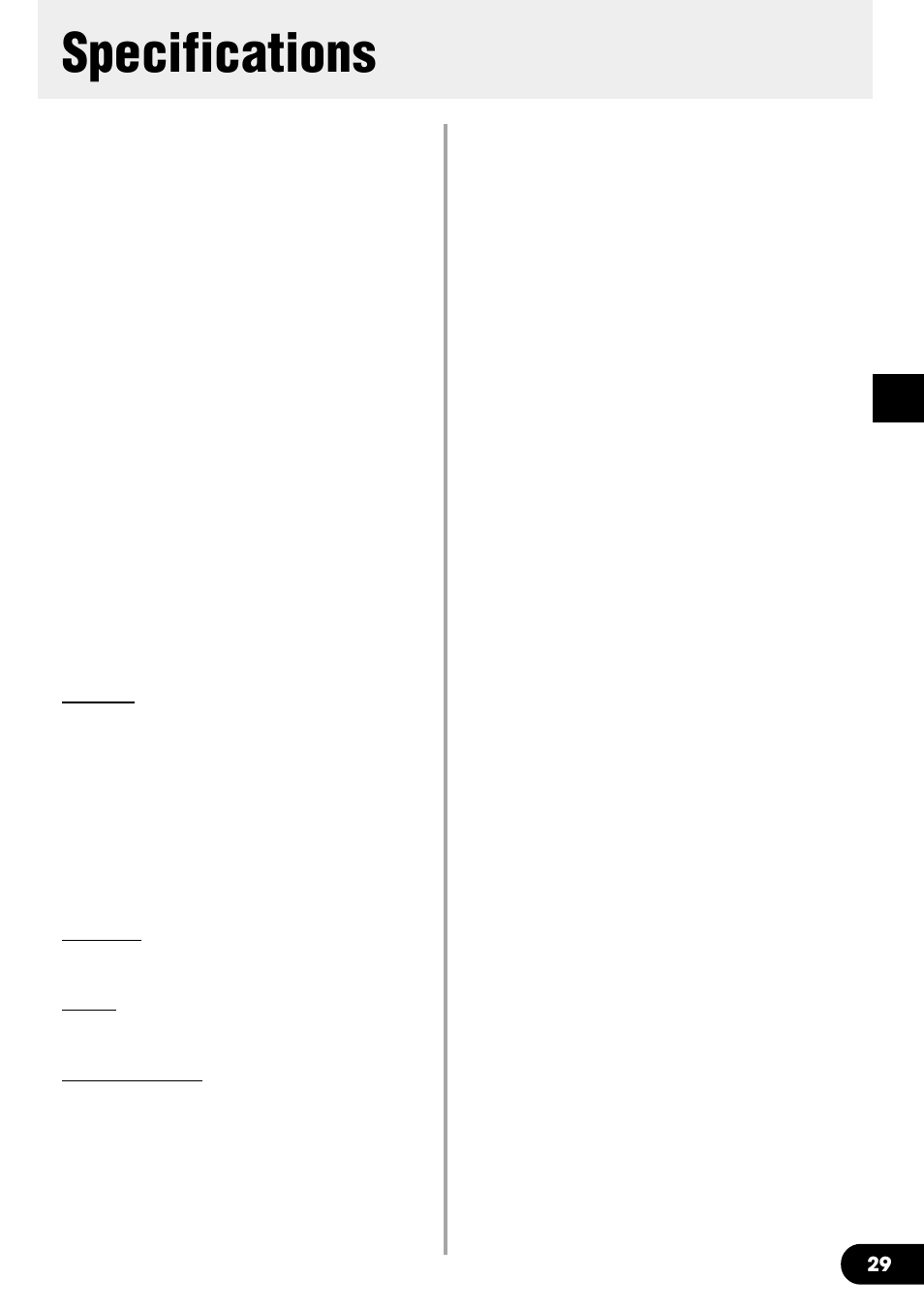 Specifications | Yamaha DG60FX-112 User Manual | Page 29 / 32