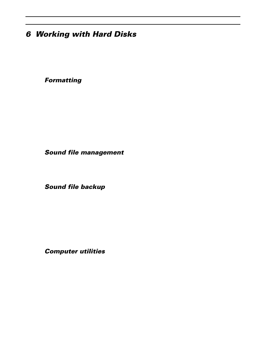 6 working with hard disks, Formatting, Sound file management | Sound file backup, Computer utilities | Yamaha CBX-D5 User Manual | Page 24 / 76